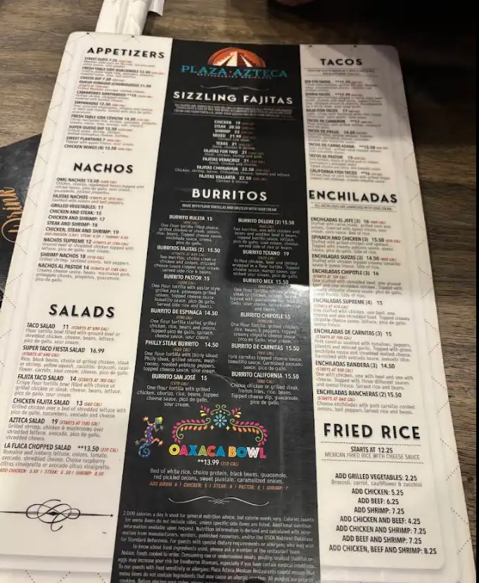 Plaza Azteca Menu USA with Prices 2026 1 Plaza Azteca Menu USA with Prices 2026