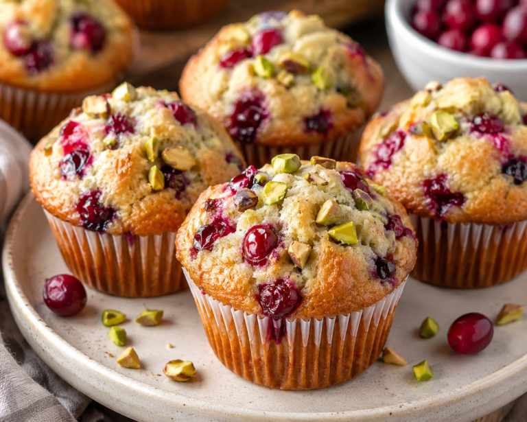 Bakery-Style Cranberry Pistachio Muffins