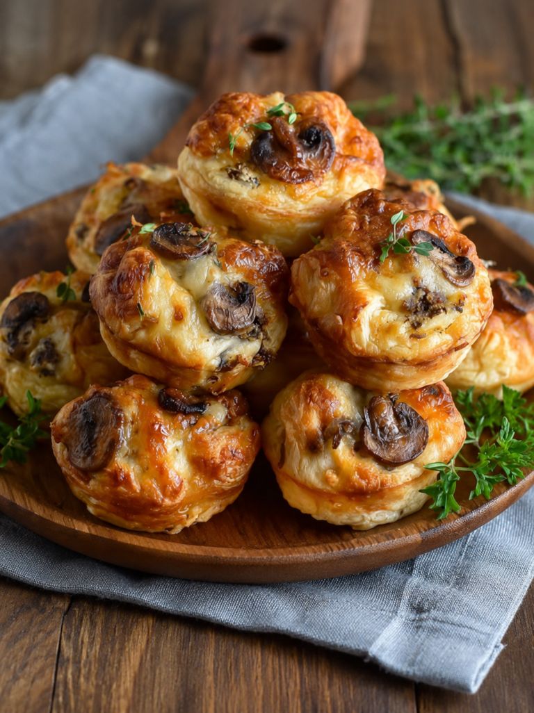 Mushroom Cheese Puff Bites