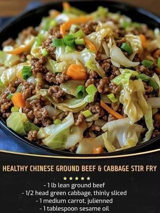 Healthy Chinese Ground Beef & Cabbage Stir-Fry