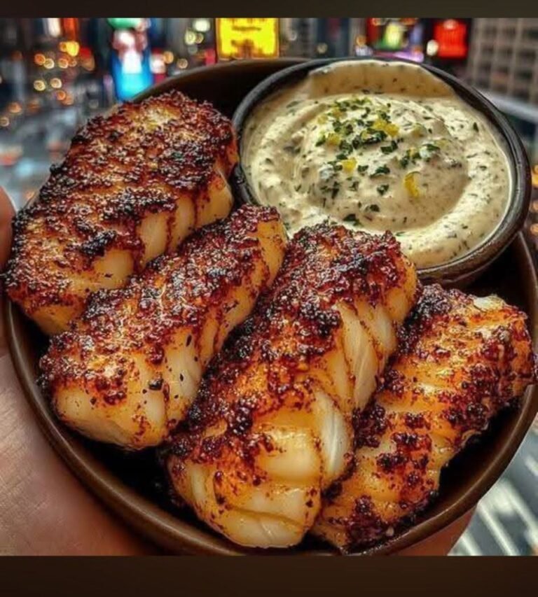 Blackened Garlic Butter Scallops with Creamy Herb Aioli