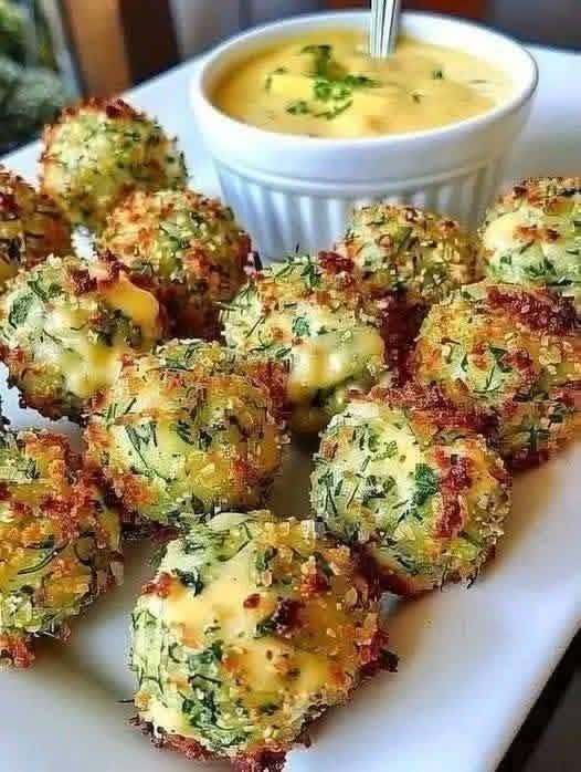 Crispy Parmesan Broccoli Bites with Creamy Garlic Dip