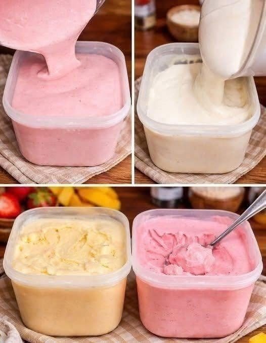 No-Churn Strawberry & Vanilla Ice Cream
