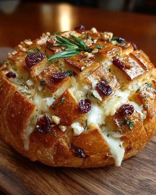 Cheesy Cranberry Walnut Pull-Apart Bread