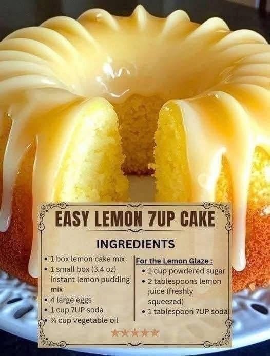 Easy Lemon 7UP Cake with Lemon Glaze
