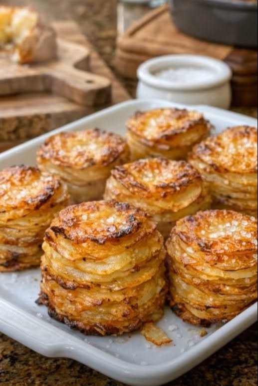 Crispy Parmesan Potato Stacks