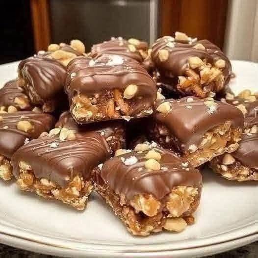 Homemade Chocolate Peanut Caramel Bars