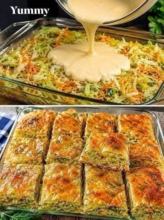 Cheesy Zucchini & Carrot Puff Pastry Bake