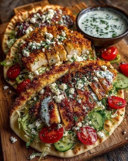 Crispy Baked Hot Honey Feta Chicken Pita