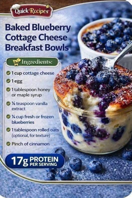 Baked Blueberry Cottage Cheese Breakfast Bowls