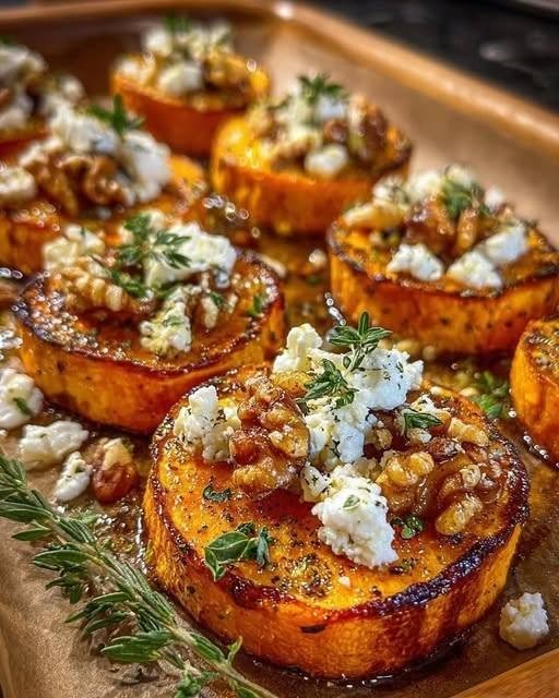 Caramelized Sweet Potatoes with Honey, Goat Cheese & Crunchy Walnuts