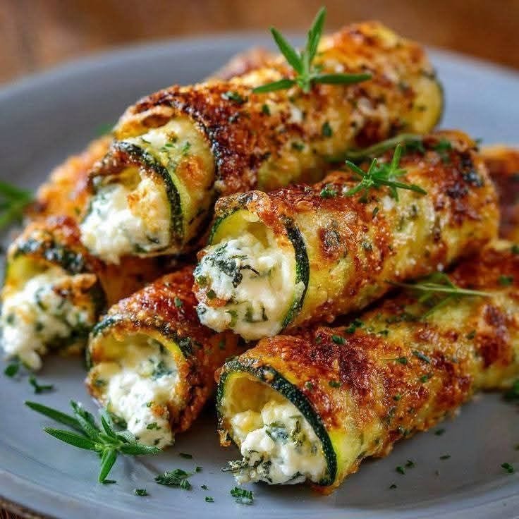 Crispy Baked Zucchini Roll-Ups