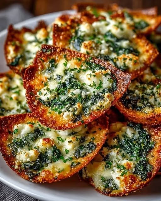 Mediterranean Spinach and Feta Cheese Crisps