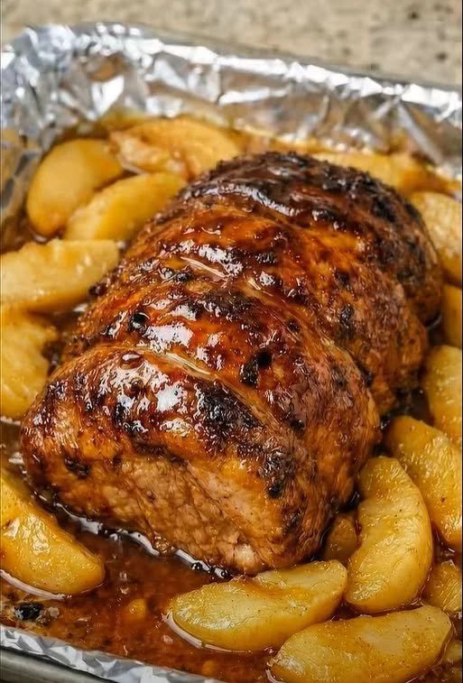 Apple Cider Glazed Pork Loin Roast with Roasted Apples