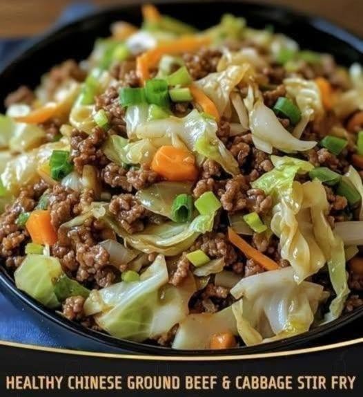 Healthy Chinese Ground Beef & Cabbage Stir Fry