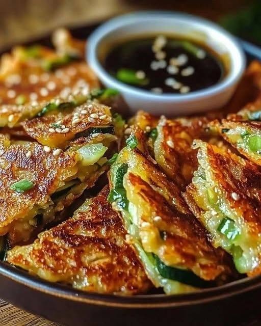 Crispy Vegetable Pancakes with Asian Dipping Sauce