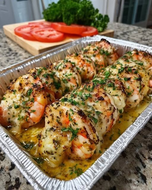 Garlic Butter Stuffed Shrimp Rolls