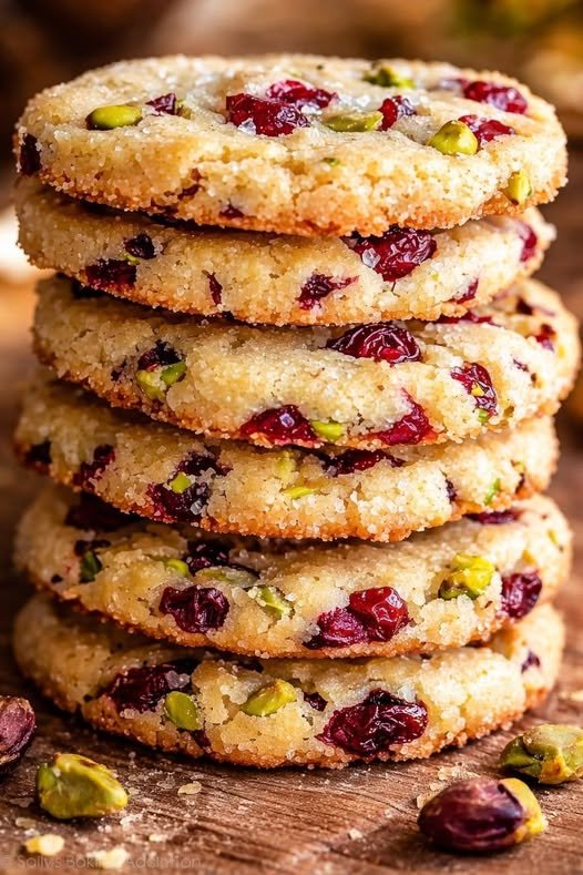 Cranberry Pistachio Shortbread Cookies