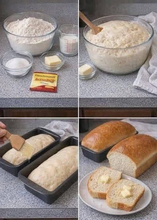 Homemade White Bread (Makes 2 Loaves)