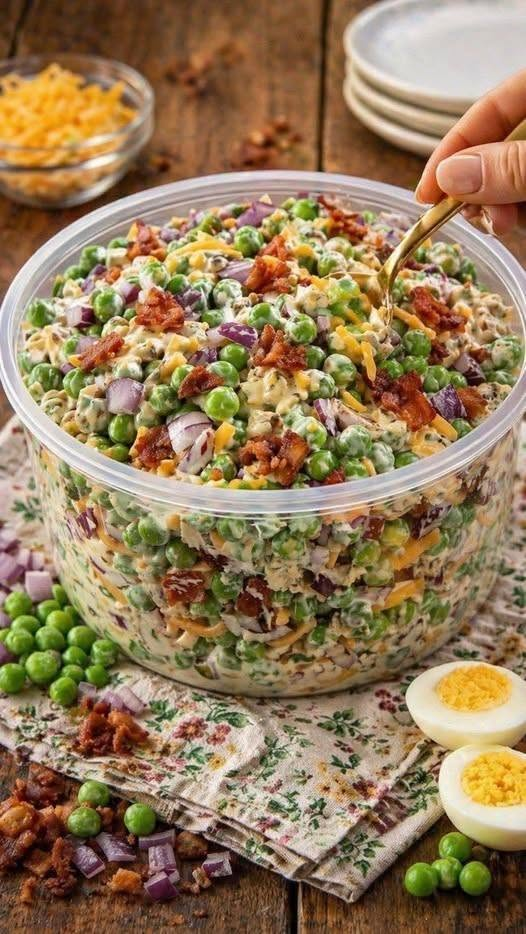 Creamy Bacon Pea Salad