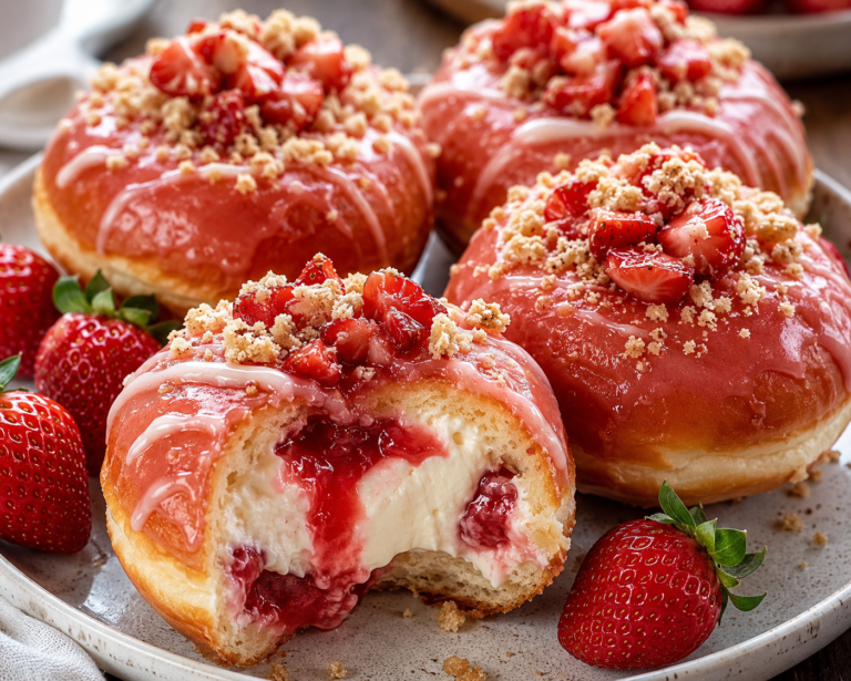 Strawberry Cheesecake Stuffed Donuts Recipe