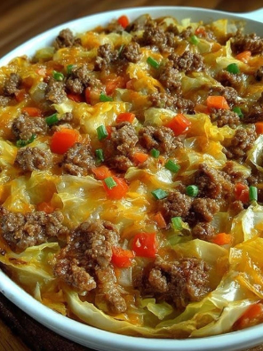 Cheesy Ground Beef & Cabbage Casserole