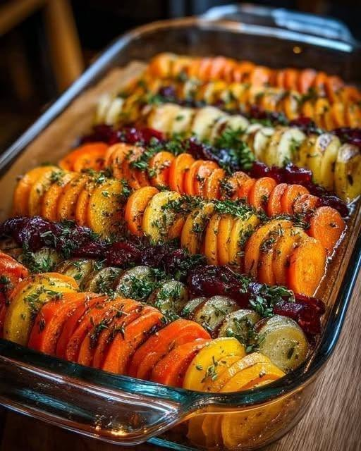 Herb-Roasted Hasselback Sweet Potatoes & Baby Potatoes