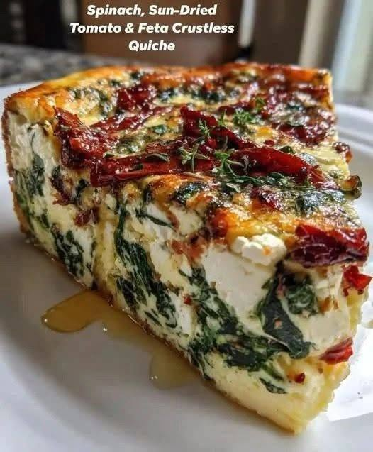 Crustless Spinach, Sun-Dried Tomato & Feta Quiche