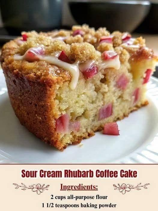 Sour Cream Rhubarb Coffee Cake