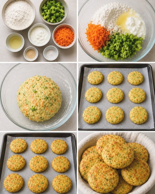 Broccoli & Carrot Yogurt Biscuits