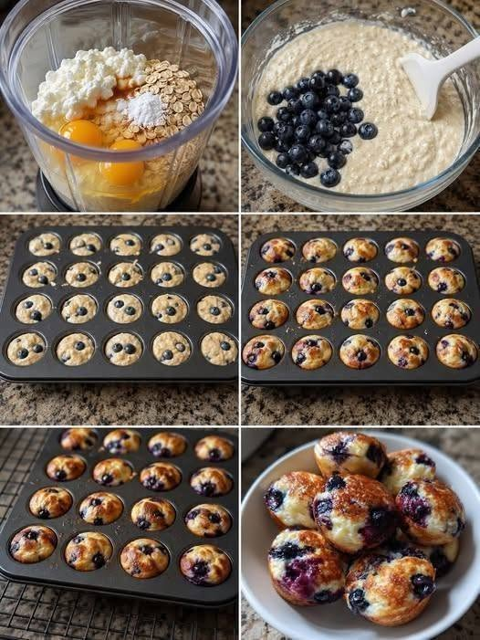 Blueberry Cottage Cheese Oat Muffin Bites