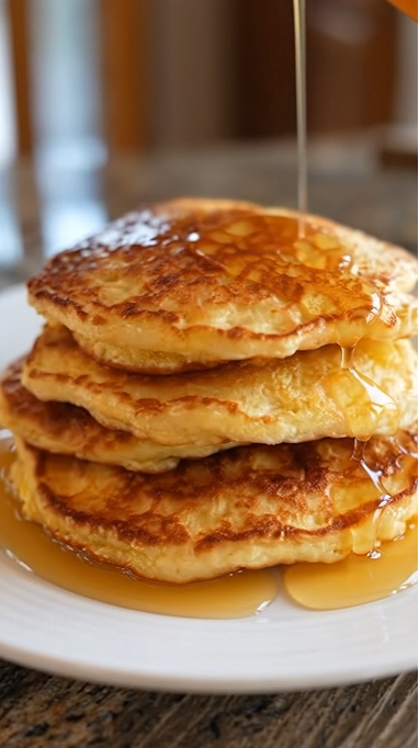 Fluffy Buttermilk Pancakes with Maple Syrup