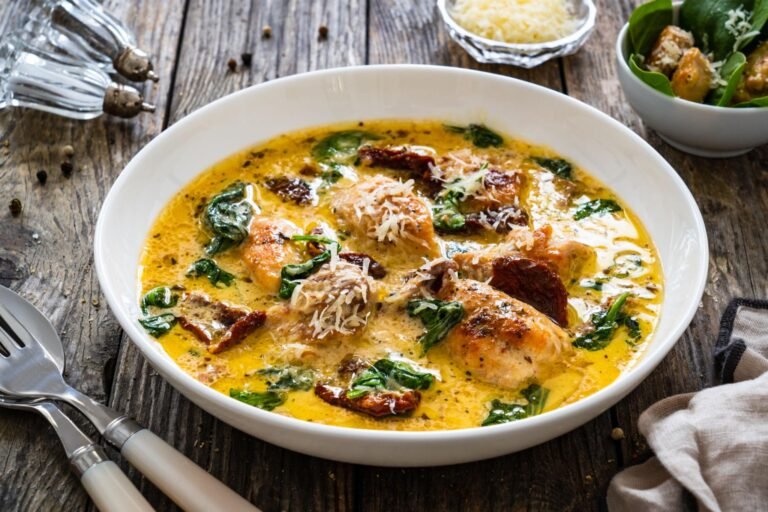 Zero Carbs Crockpot Tuscan Chicken