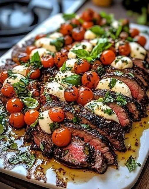Balsamic Caprese Grilled Flank Steak