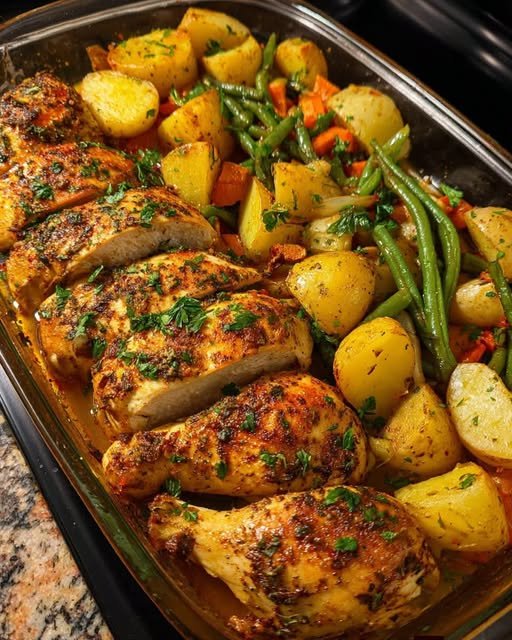 Best Herb Roasted Chicken with Baby Potatoes & Garden Vegetables