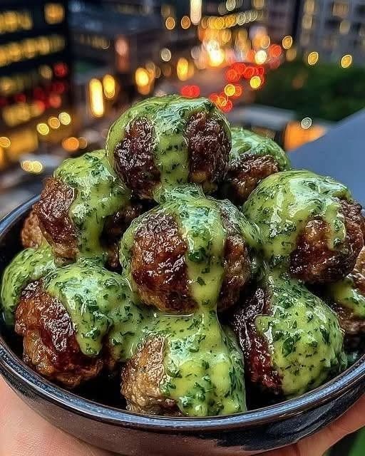 Spicy Honey Beef Meatballs with Cilantro Lime Sauce