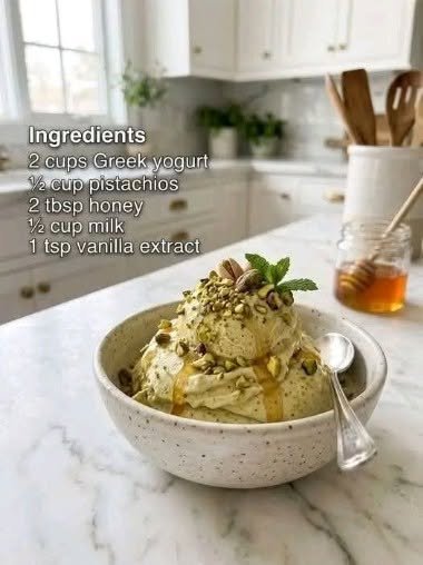 Creamy Pistachio Greek Yogurt Ice Cream