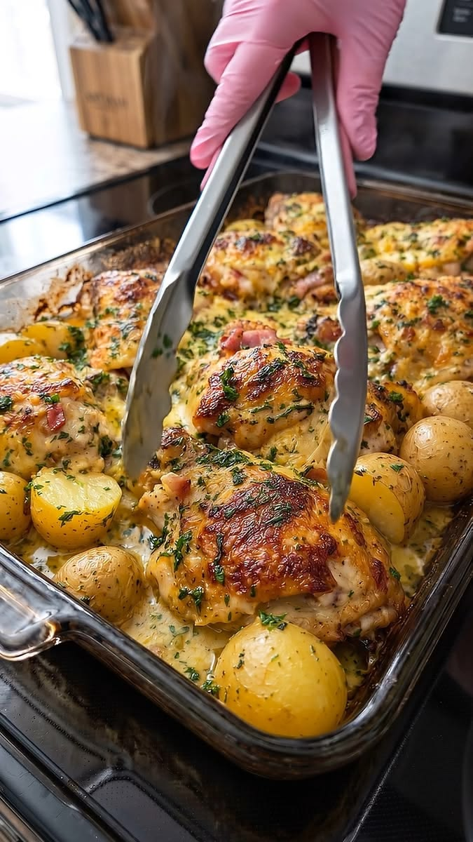 Creamy Garlic Parmesan Chicken & Baby Potato Bake